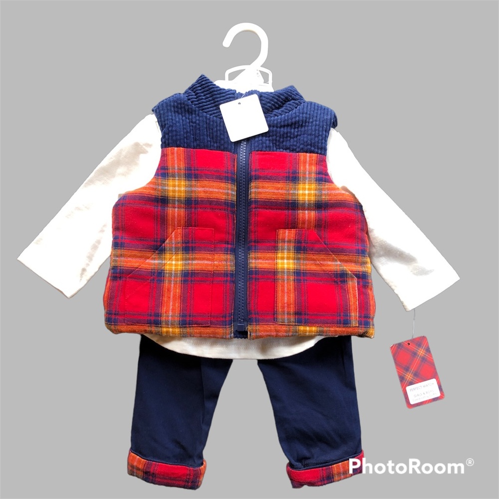 Tahari Plaid 3 Piece Toddler Outfit ~ Size 3-6m